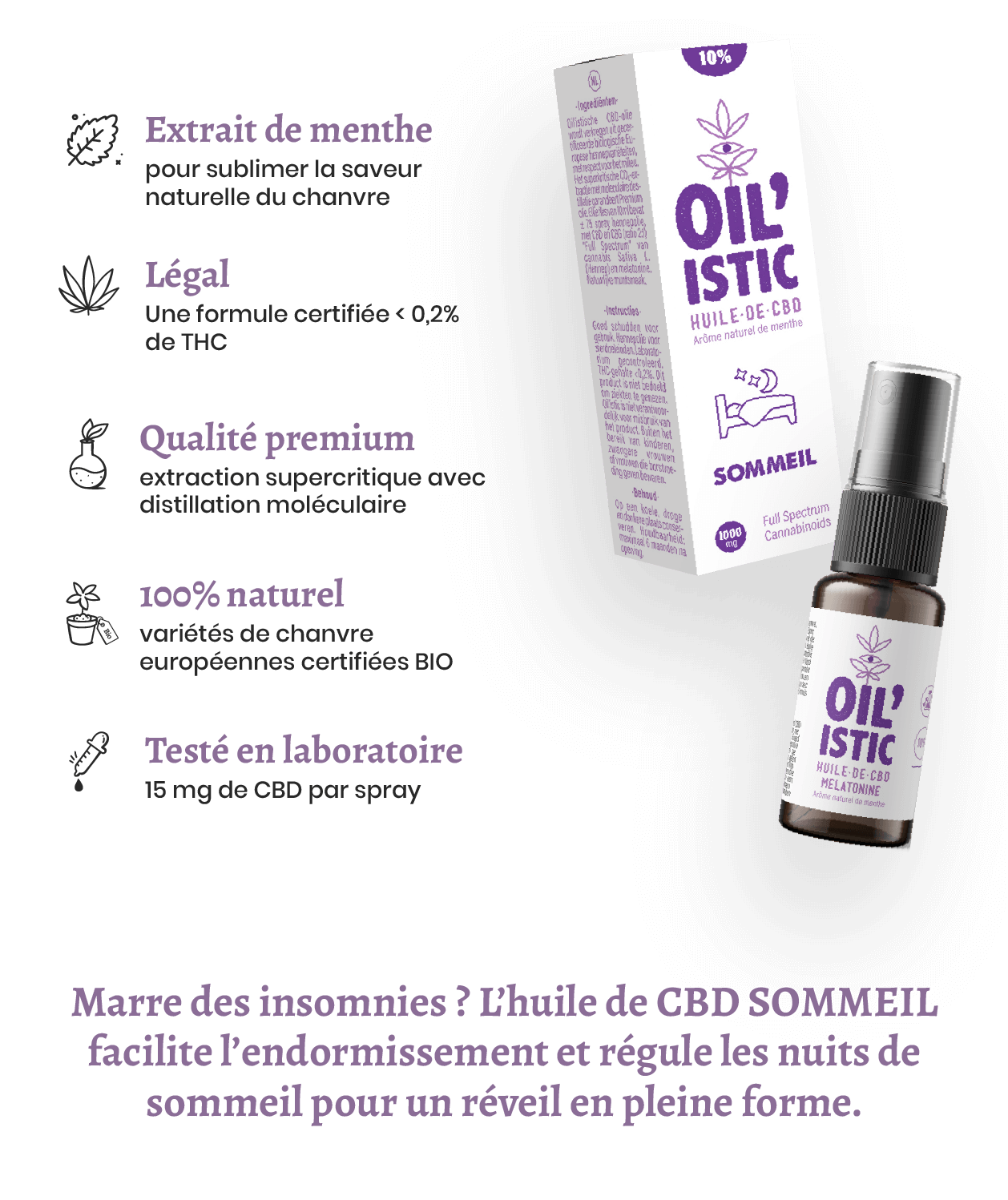 SOMMEIL | Huile de CBD/CBG 10% + Melatonine